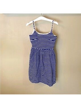 J. Crew White and Blue Trim Linen Top